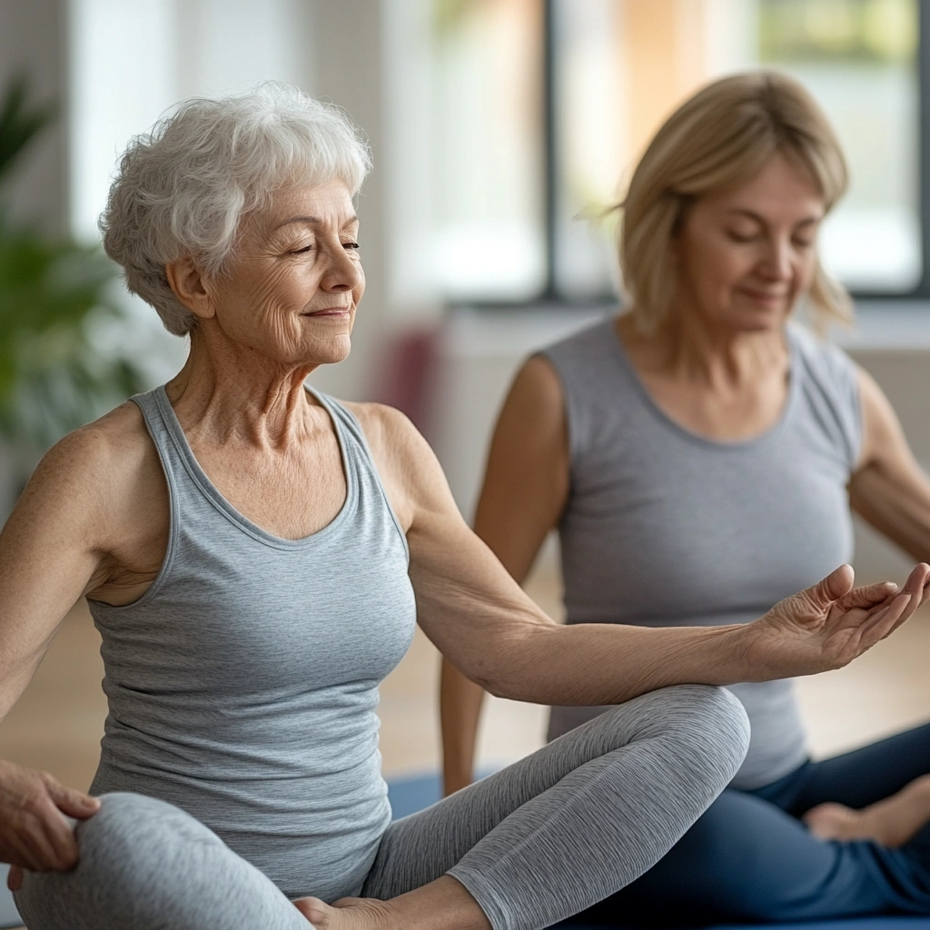 Інструктор допомагає клієнту виконати асану